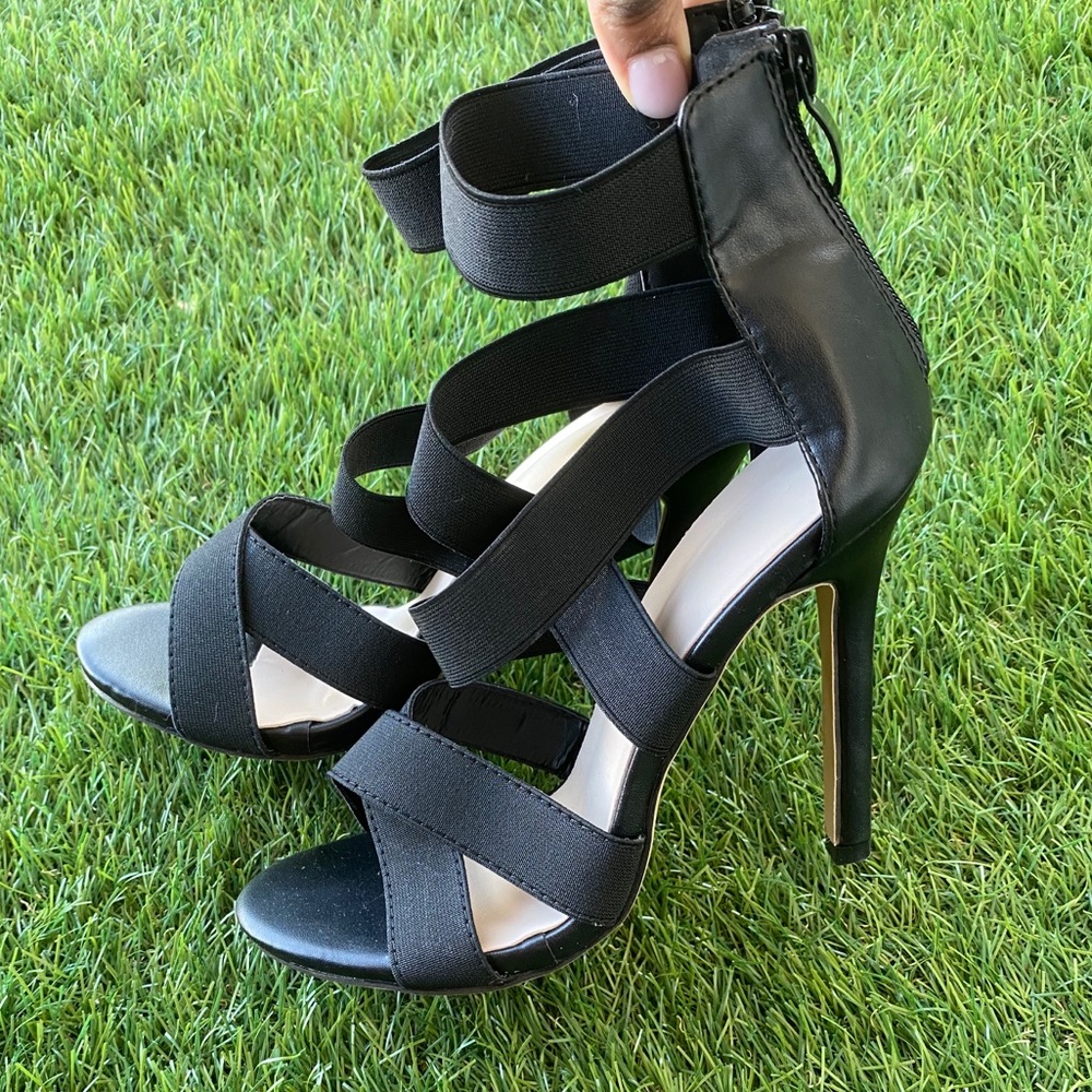Black strappy heels